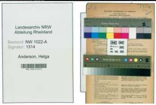 Entnazifizierung Helga Anderson , geb. 16.04.1916 (Saeuglingsschwester)