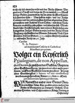 Volget ein Keyserlich Priuilegium, de non Appellan