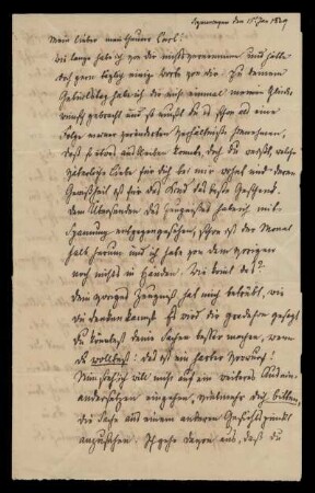 Brief von Ludwig Hassenpflug an Karl Hassenpflug