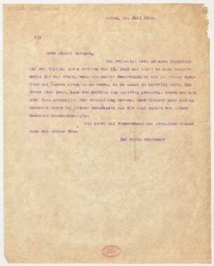 Brief an Pedro García Morales : 25.07.1922