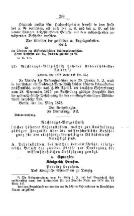 Nachtrags-Verzeichniß höherer Unterrichts-Anstalten : [III. Gymnasial- und Real-Lehranstalten]