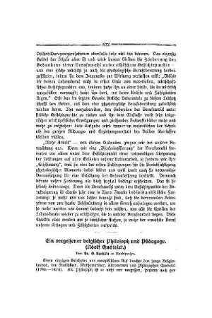 Ein vergessener belgischer Philosoph und Pädagoge (Adolf Quételet)