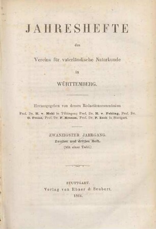 Zwanzigster Jahrgang (zweites und drittes Heft)