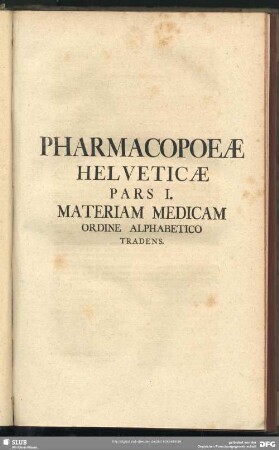 Pars I. Materiam Medicam