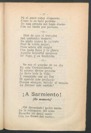 ¡A Sarmiento! : (En memoria)