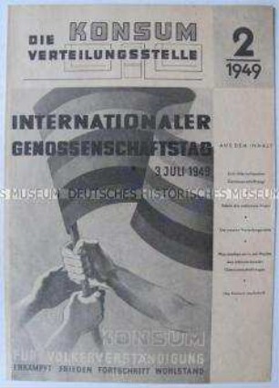 Mitteilungsblatt der Konsum-Genossenschaften der Sowjetischen Besatzungszone u.a. zum Internationalen Genossenschaftstag