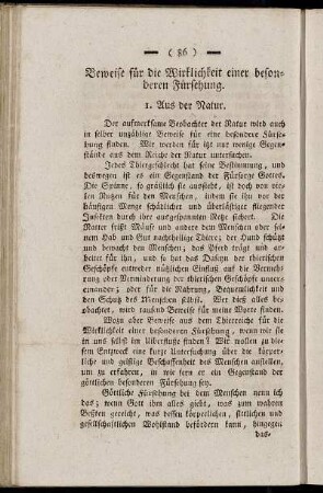 Beweise für die Wirklichkeit einer besonderen Fürsehung