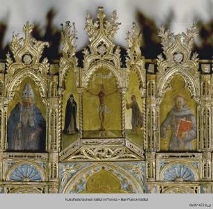Madonna mit zwölf Heiligen und Kreuzigung