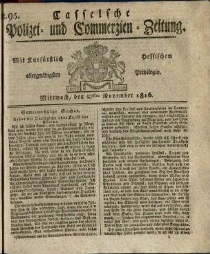 Nr. 95, Mittwoch, den 27sten November 1816
