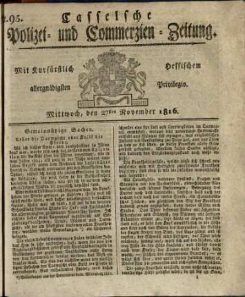 Nr. 95, Mittwoch, den 27sten November 1816