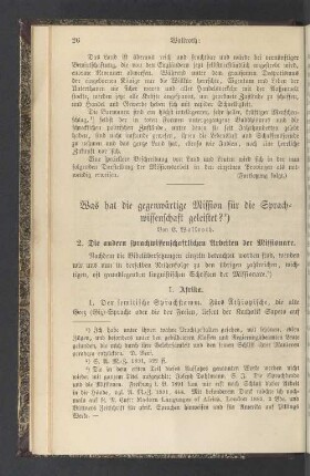 Was hat die gegenwärtige Mission für die Sprachwissenschaft geleistet?