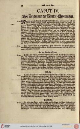 Caput IV. Von Zeichnung der Säulen-Ordnungen