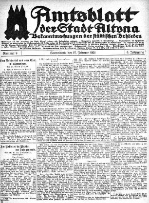 Nummer 9 : Sonnabend, den 27. Februar 1926