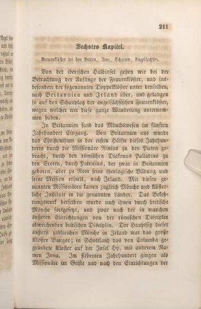 Sechstes Kapitel. Frauenklöster bei den Briten, Iren, Schotten, Angelsachsen.