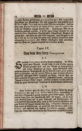 Caput IV. Von dem Amt derer Praeceptorum.