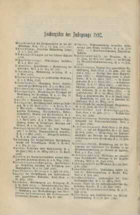 Sachregister des Jahrgangs 1892