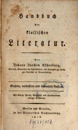 Handbuch der klassischen Literatur