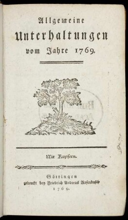 1769: Allgemeine Unterhaltungen im Jahre 1769