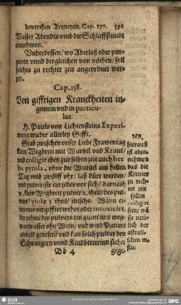 Cap. 138. Von gifftigen Kranckheiten ingemein und in particular