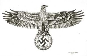 Entwurf für das Hoheitszeichen des Nationalsozialismus : Entwurf für das Hoheitszeichen des Nationalsozialismus. Zeichnung von Hauptmann (1. Semester)