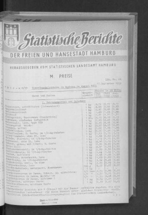 Einzelhandelspreise in Hamburg im August 1959 : Lfd. Nr. 28