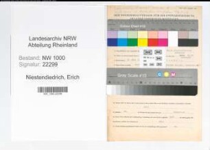 Entnazifizierung Erich Niestendiedrich, geb. 30.07.1901 (Kaufmann)