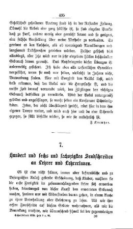 Hundert und sechs und sechszigstes Sendschreiben an Lehrer und Lehrerinnen