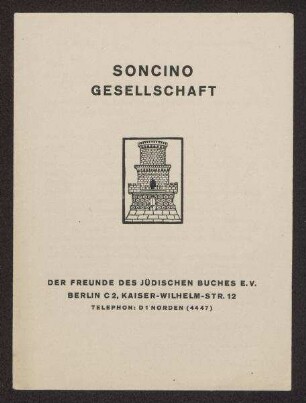 Mitteilung der Soncino-Gesellschaft an ihre Mitglieder betreffend Jahresbeitrag