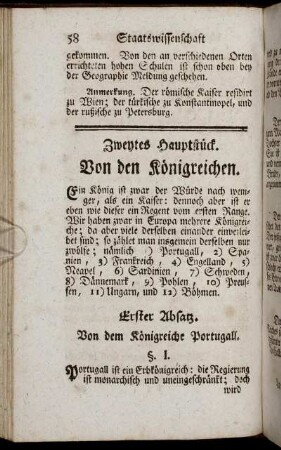 Zweytes Hauptstück. Von den Königreichen.