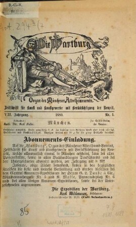 Die Wartburg : Zeitschrift für alte Kunst u. Kunsthandwerk mit Berücksichtigung d. Neuzeit. 7. 1880
