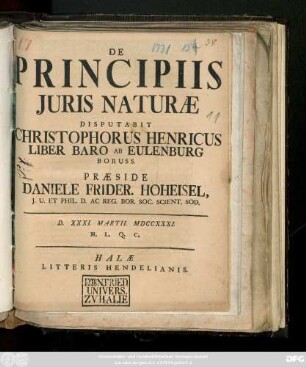 De Principiis Juris Naturæ