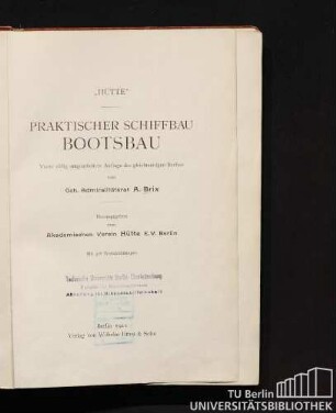 Praktischer Schiffbau, Bootsbau