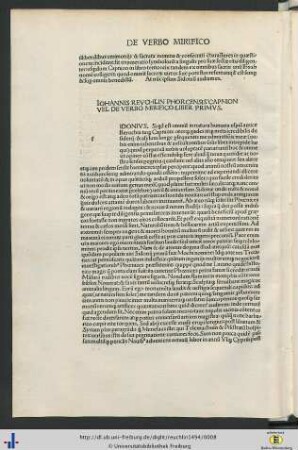 Iohannis Reuchlin…de verbo mirifico liber primus.