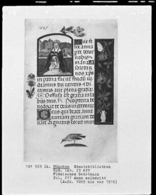 Flämisches Gebetbuch mit Kalender — Anna selbdritt, Folio 217recto