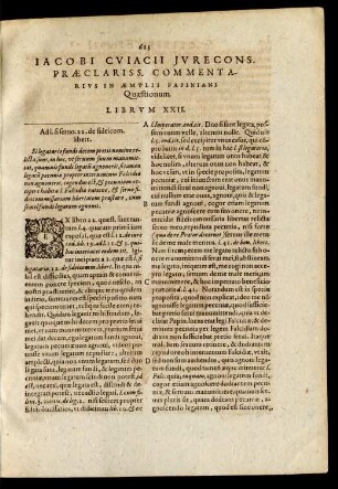 Iacobi Cuiacii ... Commentarius In Aemylii Papiniani Quaestionum Librum XXII.