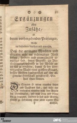 Ergänzungen oder Zusätze, zu denen vorhergehenden Prüfungen...