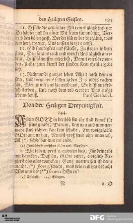 Von der Heiligen Dreyeinigkeit.