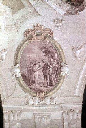 Scheinarchitektur mit Szenen aus der Klostergeschichte und Porträts und Szenen aus der Geschichte der Häuser Babenberg und Habsburg
