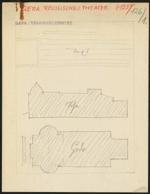 Reussisches Theater, Gera: Layout-Skizze, drei Seiten