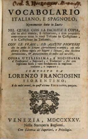 Vocabolario italiano e spagnolo