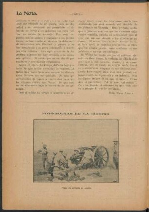 Fotografías de la guerra : Pieza de artilleria en acción