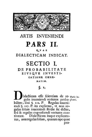 Sectio I. De Probabilitate Eivsqve Investigatione Generatim.