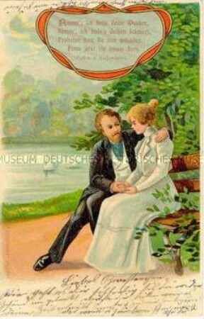 Postkarte mit Liebespaar und Gedicht