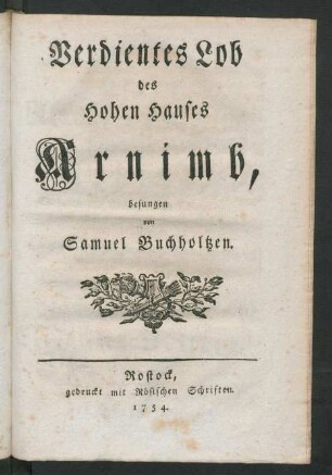 Verdientes Lob des hohen Hauses Arnimb