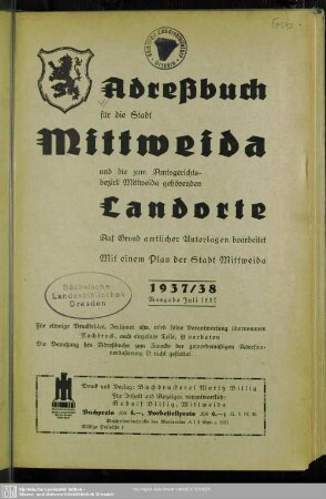 1937/38(1937): Adreßbuch für die Stadt Mittweida und die zum Amtsgerichtsbezirk Mittweida gehörenden Landorte : mit e. Plan d. Stadt Mittweida
