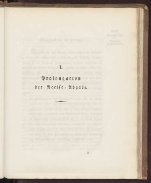 I. Prolongation der Accise-Abgabe.
