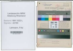 Entnazifizierung Fritz Lehmann , geb. 08.05.1897 (Jurist)