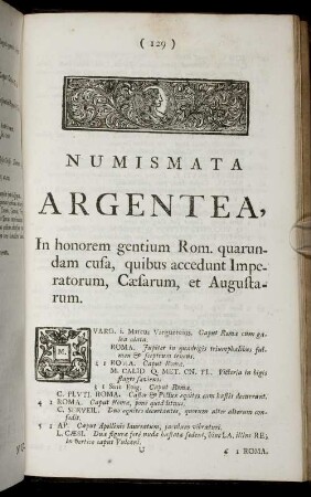 Numismata Argentea,