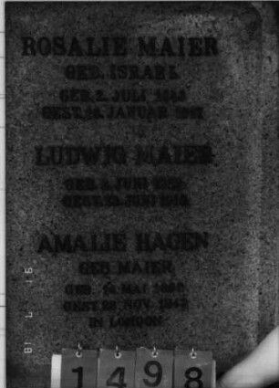 Grabstein 1498 [Hahn S. 148 Grab-Nr. 1498]: Grabstein 1498 (Detailaufnahme) [Hahn S. 148 Grab-Nr. 1498]