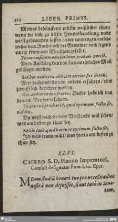 XLVI. Cicero S.D. Planco Imperatori, Consuli designato. Fam. l. 10. Ep. 2